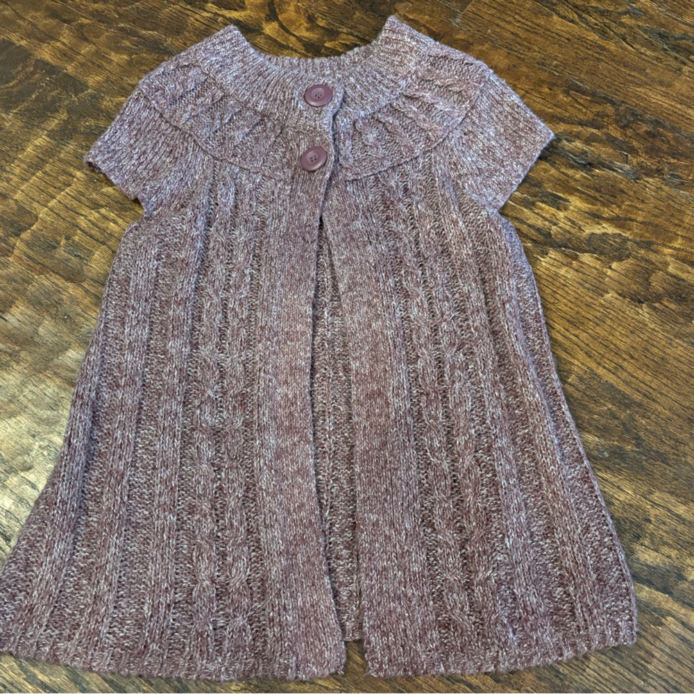Sonoma Life Purple Open Cardigan Sweater Vest Cap Sleeves Cable Knit Size Small
